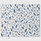 Blaue Aquarell-Blätter Botanisches Geschenkpapier (Flach)