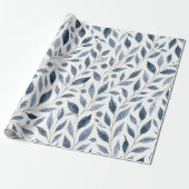 Blaue Aquarell-Blätter Botanisches Geschenkpapier (Ungerollt)