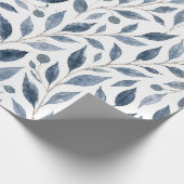 Blaue Aquarell-Blätter Botanisches Geschenkpapier (Ecke)