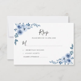 Blaue Aquarell-Blume Hochzeit-RSVP-Karte Dankeskarte