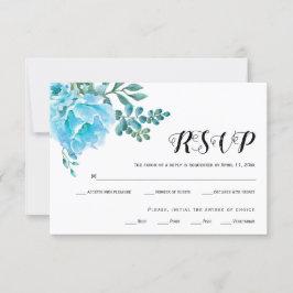 Blaue Aquarell-Blume Hochzeit-RSVP-Karte RSVP Karte