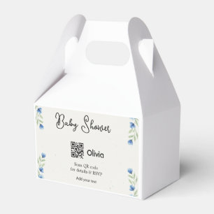 Blaue Aquarell-Blumen-Baby-Party-Scan-QR-RSVP-pa Geschenkschachtel