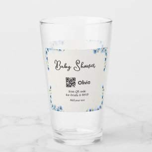 Blaue Aquarell-Blumen-Baby-Party-Scan-QR-RSVP-Pa Glas