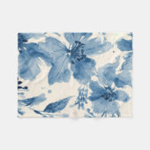 Blaue Aquarell-Blumen Botanisch Whimsical Fleecedecke (Vorderseite (Horizontal))
