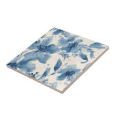 Blaue Aquarell-Blumen Botanisch Whimsical Fliese (Seite)
