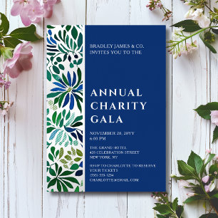 Blaue Aquarell-Blumen-Gala-Party für wohltätige Zw Folieneinladung