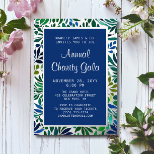 Blaue Aquarell-Blumen-Gala-Party für wohltätige Zw Folieneinladung