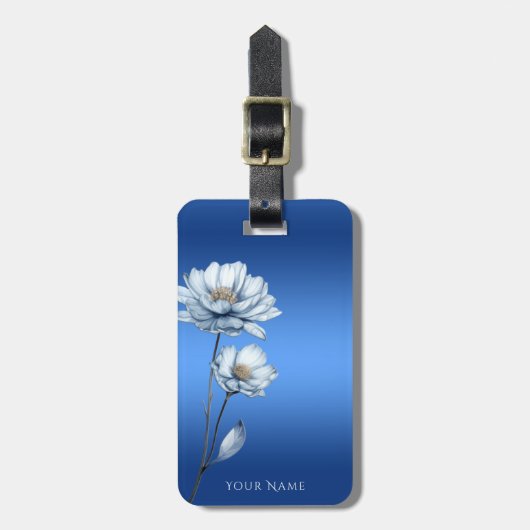 Blaue Aquarell-Blumen-Gepäckanhänger Gepäckanhänger (Vorderseite vertikal)