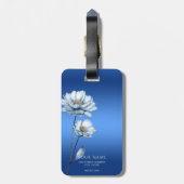 Blaue Aquarell-Blumen-Gepäckanhänger Gepäckanhänger (Rückseite vertikal)
