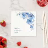 Blaue Aquarell-Blumen-Hochzeit Serviette (Beispiel)