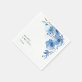 Blaue Aquarell-Blumen-Hochzeit Serviette (Ecke)