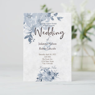 Blaue Aquarell-Blumen-Hochzeitseinladung Einladung