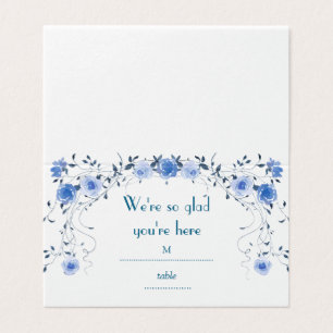 Blaue Aquarell-Blumen-Hochzeitsgast-Sitzkarten