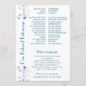 Blaue Aquarell-Blumen-Hochzeitsprogramm-Karte Desi Programm (Rückseite)