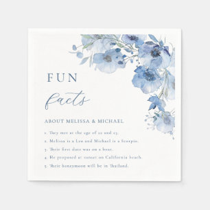 Blaue Aquarell-Blumen Interessante Fakten Hochzeit Serviette
