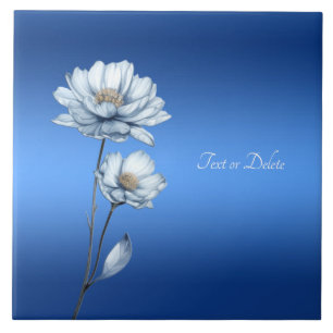 Blaue Aquarell-Blumen Keramikfliese