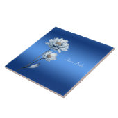 Blaue Aquarell-Blumen Keramikfliese (Seite)