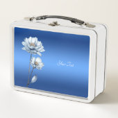 Blaue Aquarell-Blumen Lunchbox (Vorderseite)