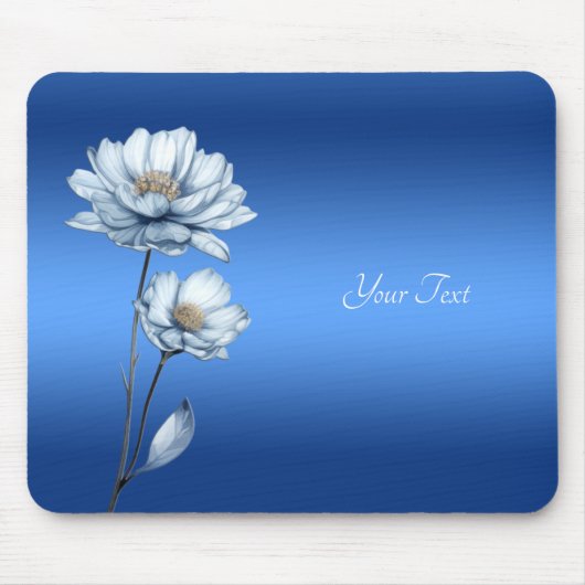 Blaue Aquarell-Blumen-Mauspad Mousepad (Vorne)