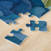 Blaue Aquarell-Blumen-Nahtlos-Muster Puzzle (Seite)