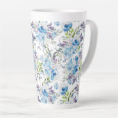 Blaue Aquarell-Blumen nahtloses Muster Milchtasse (Rechte Ecke)