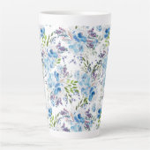 Blaue Aquarell-Blumen nahtloses Muster Milchtasse (Vorderseite)