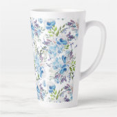 Blaue Aquarell-Blumen nahtloses Muster Milchtasse (Rechts)