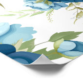 Blaue Aquarell-Blumen Nahtloses Muster Poster (Ecke)