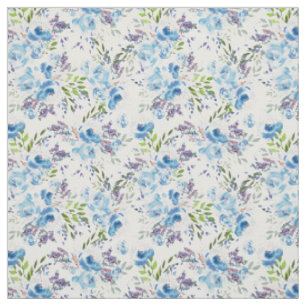 Blaue Aquarell-Blumen nahtloses Muster Stoff