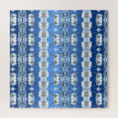 Blaue Aquarell-Blumen-Puzzle Puzzle (Horizontal)
