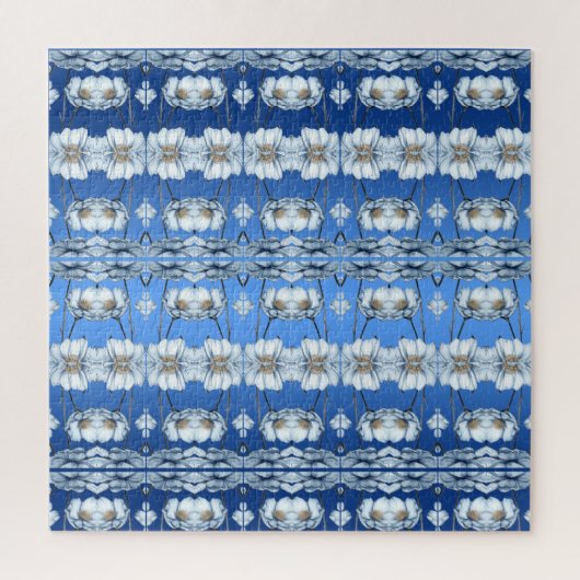 Blaue Aquarell-Blumen-Puzzle Puzzle (Vertikal)