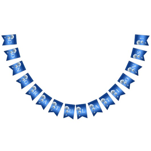 Blaue Aquarell-Blumen-Wimpel Flagge (Alle)