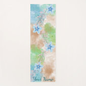 Blaue Aquarell-Blumen Yogamatte (Vorderseite)