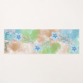 Blaue Aquarell-Blumen Yogamatte (Vorderseite (Horizontal))