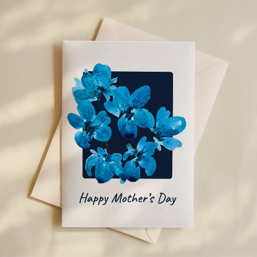 Blaue Aquarell-Blumen zum Muttertag Karte