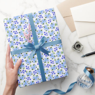 Blaue Aquarell-Blumengarten-Verpackungspapier Geschenkpapier