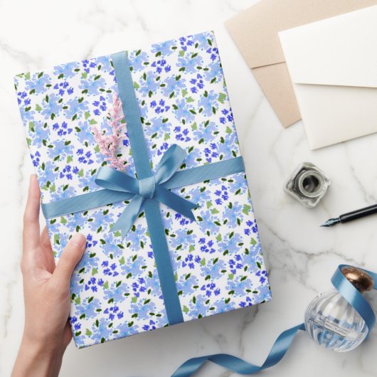 Blaue Aquarell-Blumengarten-Verpackungspapier Geschenkpapier (Schenken)