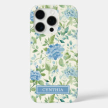Blaue Aquarell-Blumenmonogramm