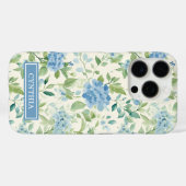 Blaue Aquarell-Blumenmonogramm  Case-Mate iPhone Hülle (Rückseite (Horizontal))