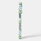 Blaue Aquarell-Blumenmonogramm Case-Mate iPhone Hülle (Rückseite / Rechts)