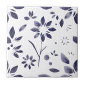 Blaue Aquarell-Blumenmuster Fliese (Vorderseite)