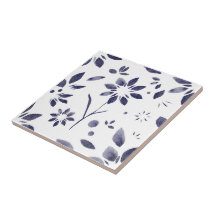 Blaue Aquarell-Blumenmuster