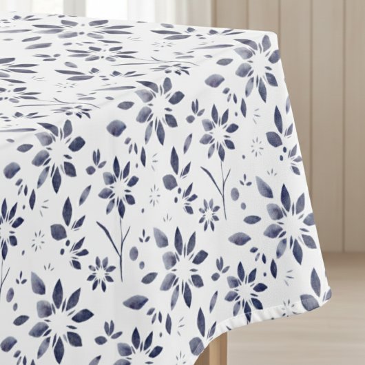 Blaue Aquarell-Blumenmuster Tischdecke