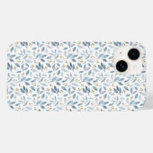 Blaue Aquarell-Botanik-Muster Case-Mate iPhone Hülle (Rückseite (Horizontal))