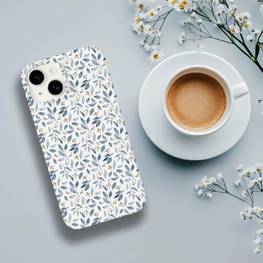 Blaue Aquarell-Botanik-Muster Case-Mate iPhone Hülle