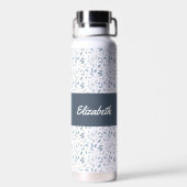Blaue Aquarell-Botanik-Mustername Trinkflasche (Rückseite)