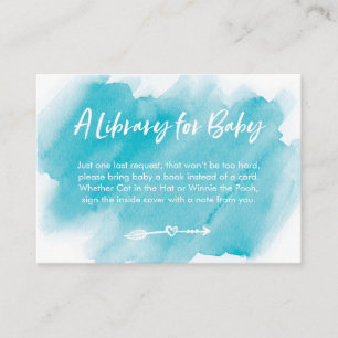 Blaue Aquarell Buch-Antrag-Babyparty-Karte Begleitkarte