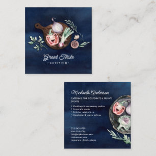Blaue Aquarell-Catering / Chef Visitenkarte