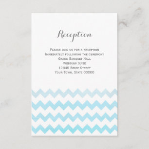 Blaue Aquarell-Chevron-Hochzeitsempfangsinfo Begleitkarte