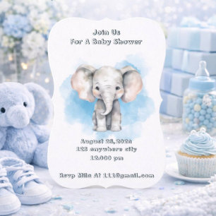 Blaue Aquarell-Elefanten-Baby-Shower-Einladung  Einladung
